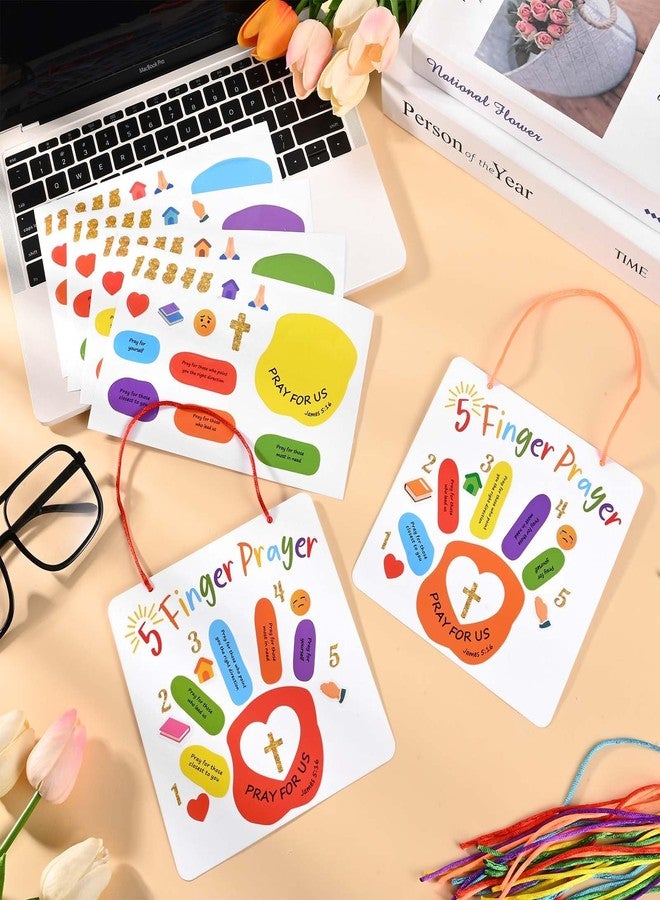 Sanixin 36 Set Religious Bible Crafts 5 Finger Prayer Craft Handprint Stickers DIY Art Crafts for Sunday School Classroom Church Religious Party Supplies (36) - Image 4